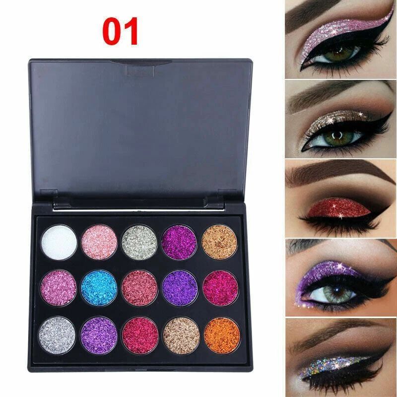 15 Color Glitter Eyeshadow Palette – Highly Pigmented Shimmer & Sparkle Eye Makeup Palette