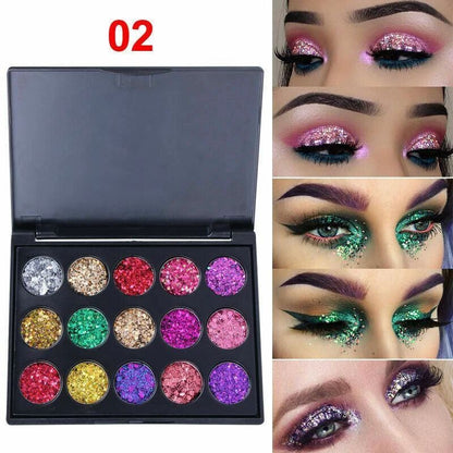 15 Color Glitter Eyeshadow Palette – Highly Pigmented Shimmer & Sparkle Eye Makeup Palette