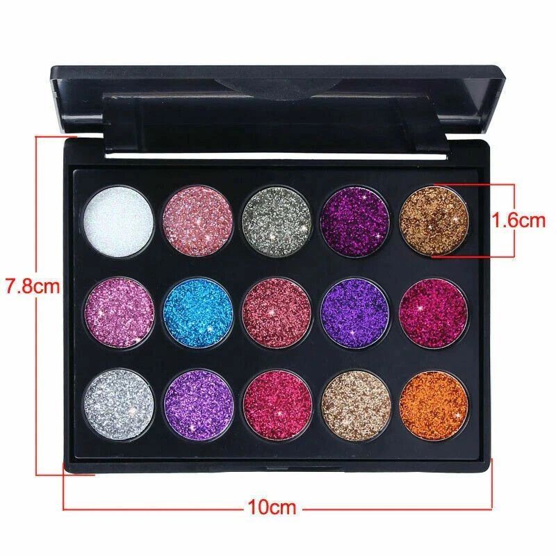 15 Color Glitter Eyeshadow Palette – Highly Pigmented Shimmer & Sparkle Eye Makeup Palette